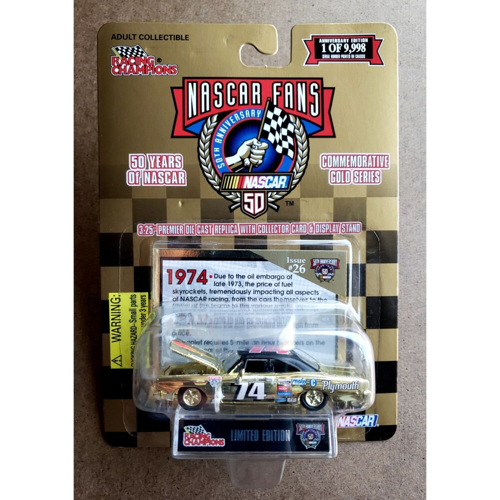 1998 Racing Champions '68 PLYMOUTH Gold 26 NASCAR Fans 50Th Anniversary LTD 1:64